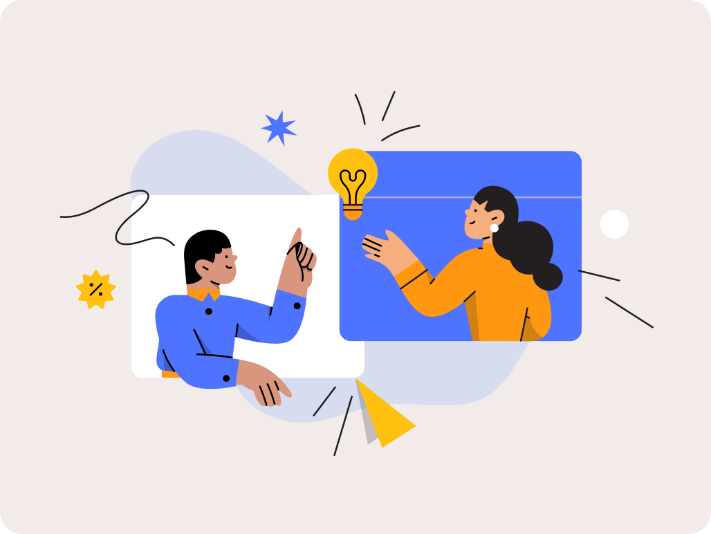 Two people collaborating ideas