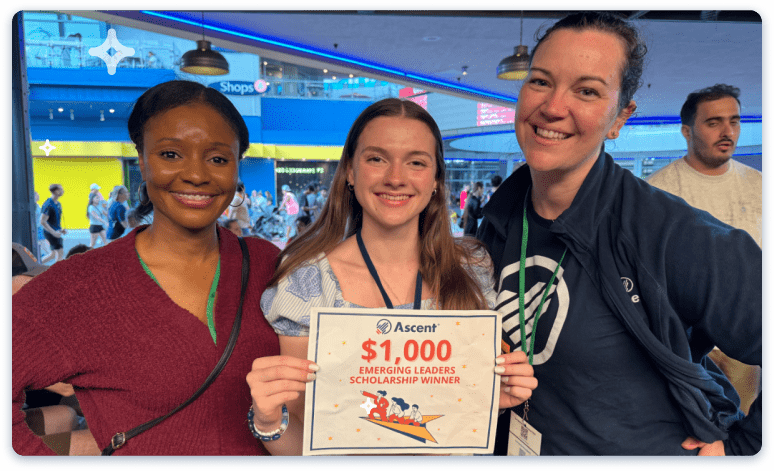 Ascent giving scholarship money to student