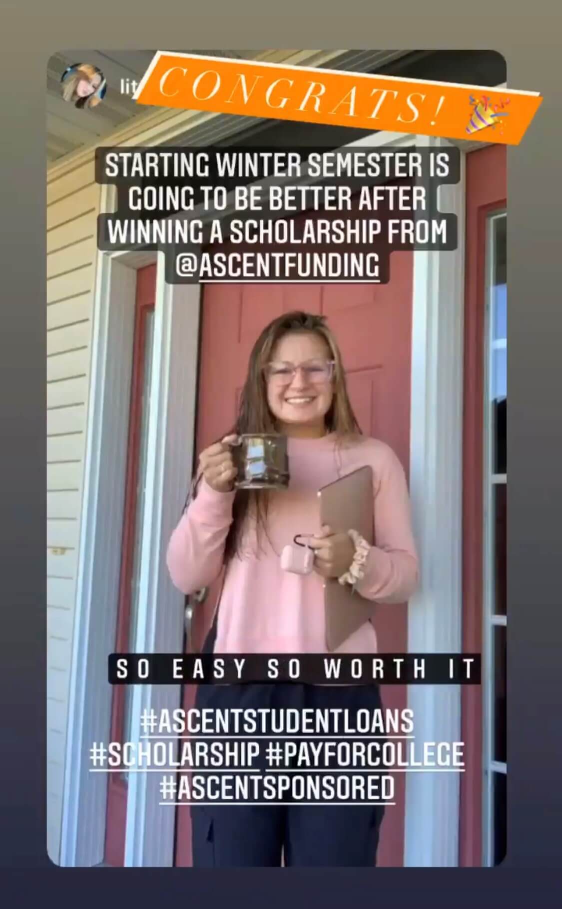 Ascent scholarship winner