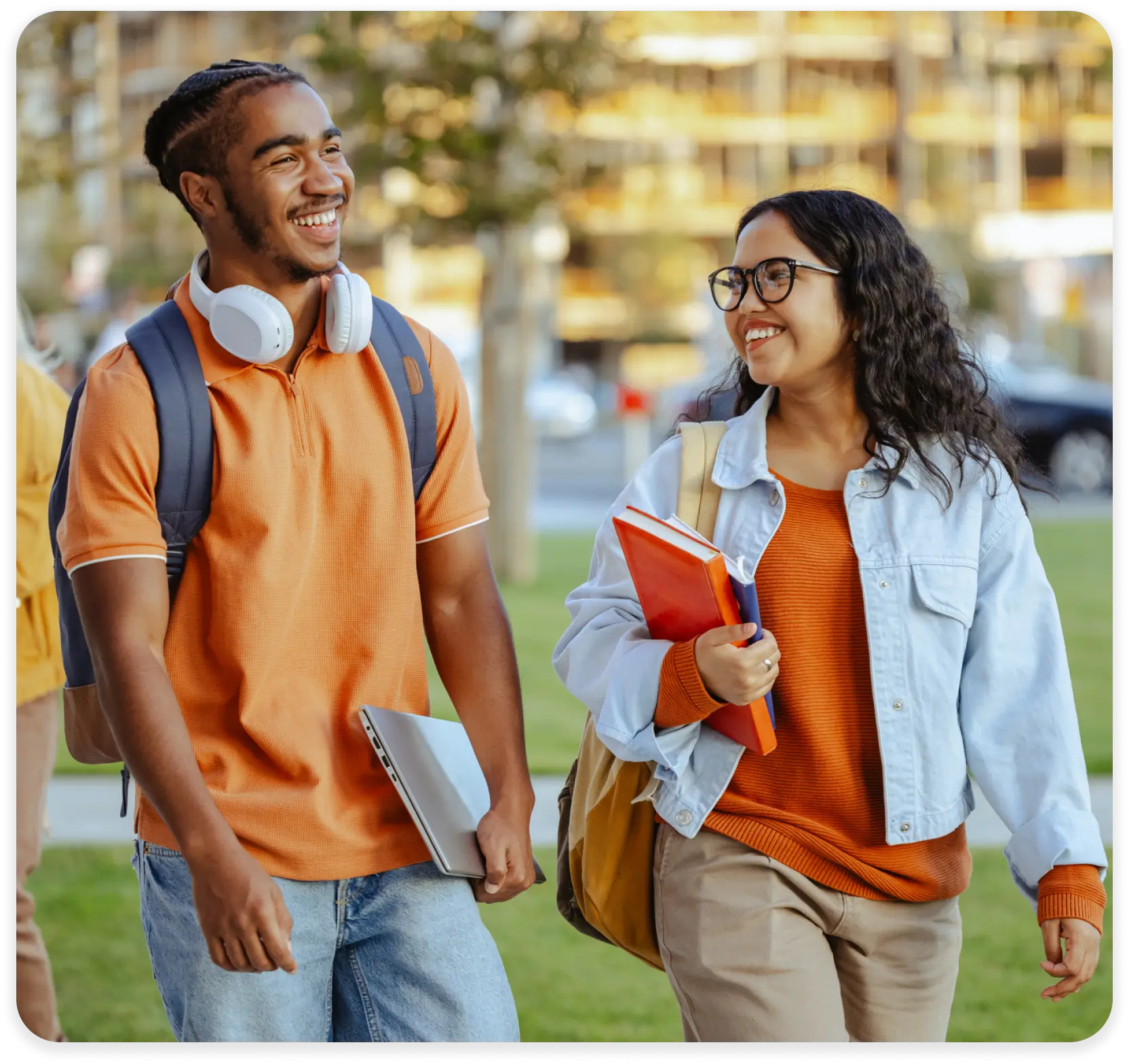 college students walking on campus