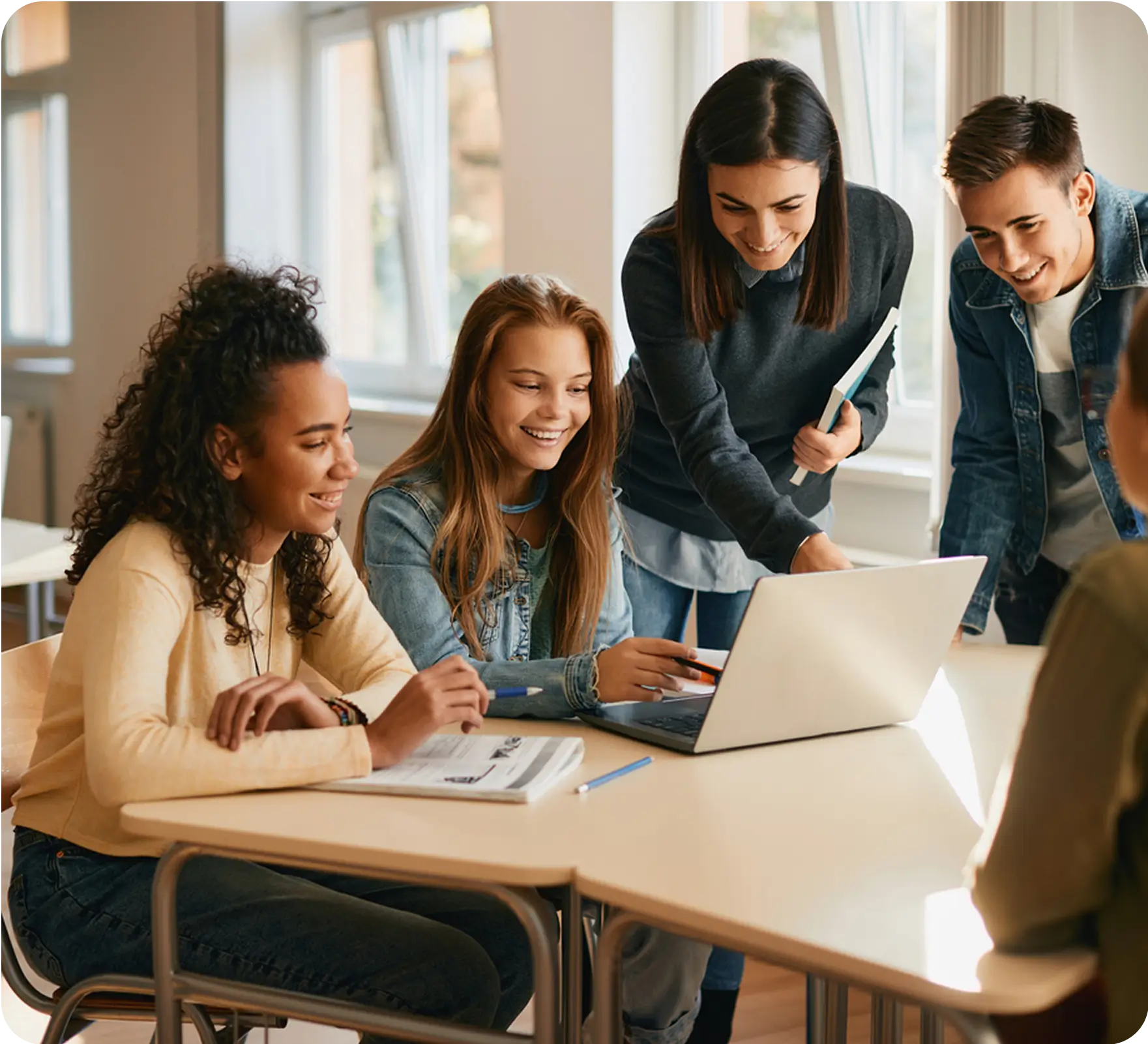 group of people looking at the screen