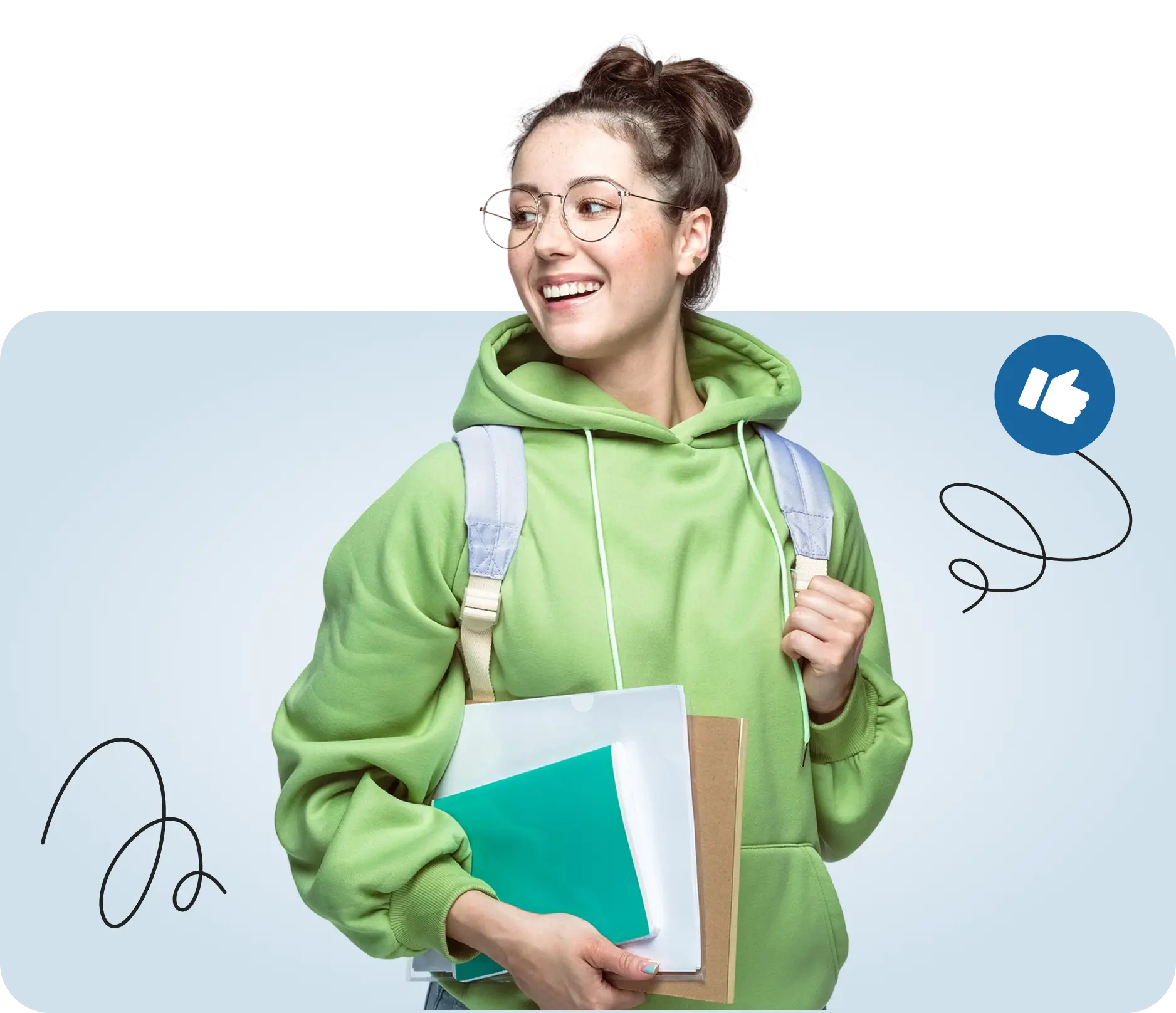 Young optimistic student with lime green hoodie