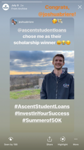 Day 1 scholarship winner