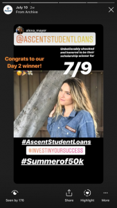 Day 2 scholarship winner