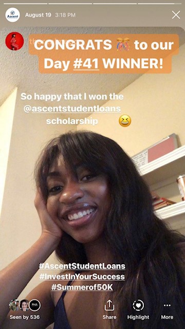 Day 41 scholarship winner