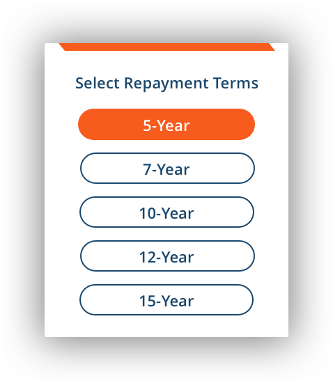 An image showing a paper with select repayment terms