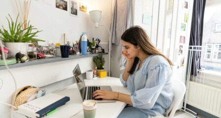 student researching federal vs private student loans